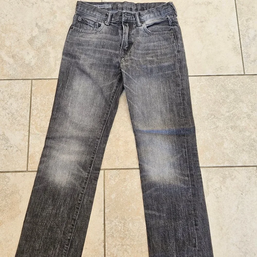 GAP Kids Boy's Straight Leg Jeans, Faded Black, Sz 14 Reg